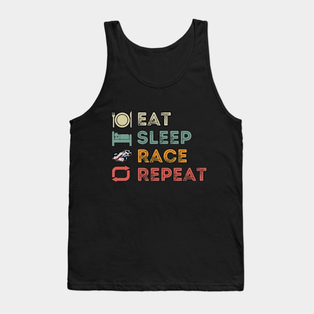 Eat, Sleep, Race, Repeat Tank Top by BarnesPrintHub